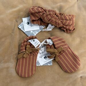 kate quinn Rust Striped Baby Moccasins & Knotted Headband
